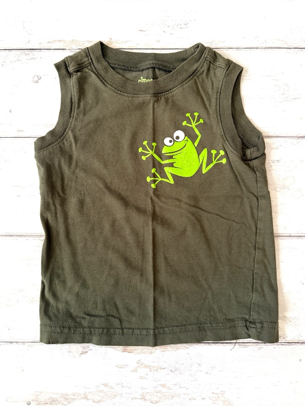 Circo Baby 24m Olive Green Tank Top Shirt Frog Print Kids 100% Cotton